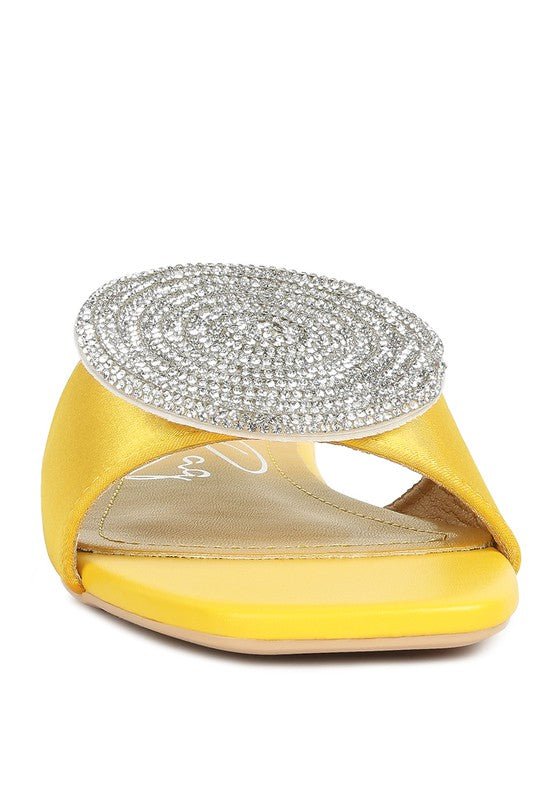 Ollilie Embellished Brooch Slip On Sandals-Slay Eclectic