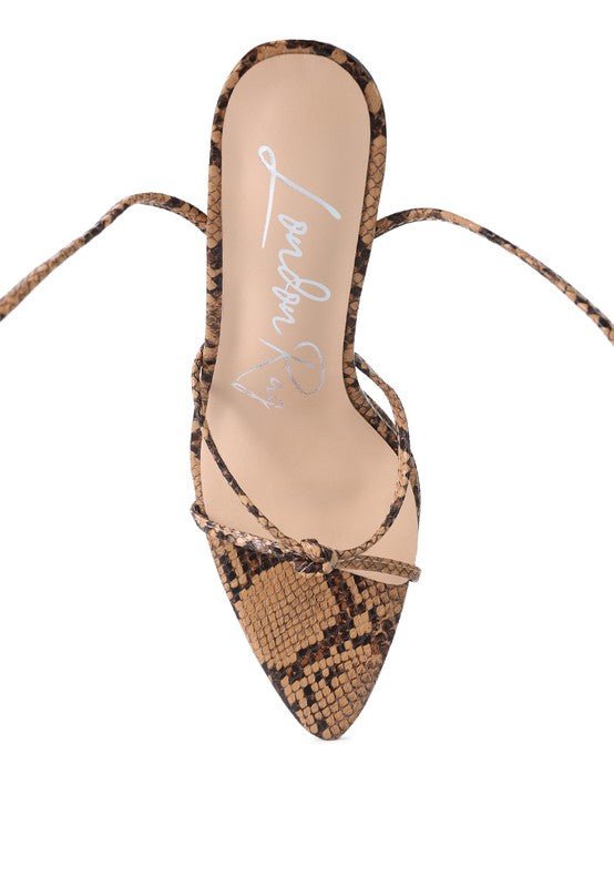 Oomph Grace Snake Skin Lace-Up Sandals-Slay Eclectic