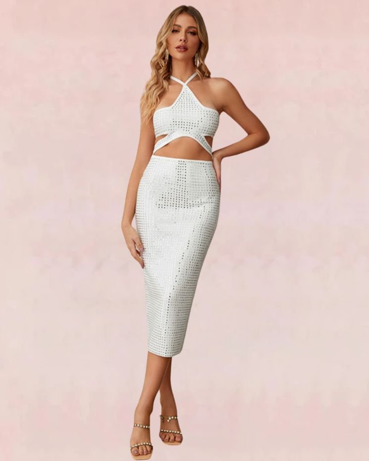 Opulent Glam Bandage Midi Dress - White | Slay Eclectic