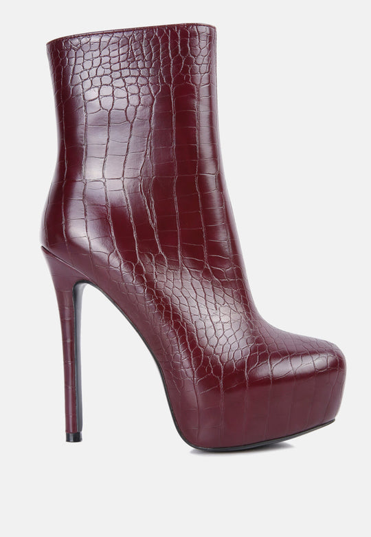 Orion High Heeled Croc Ankle Boot-5