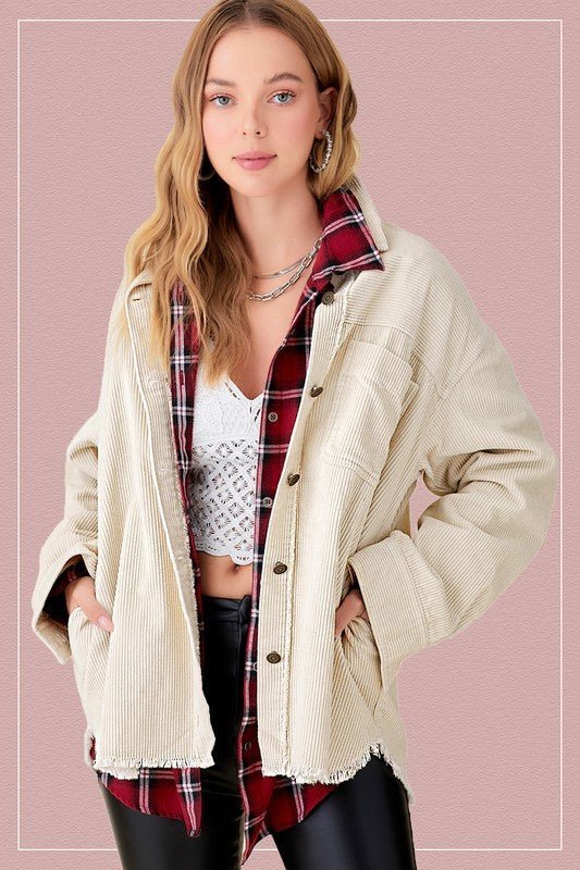 Oversized Washed Corduroy Jacket - Slay Eclectic