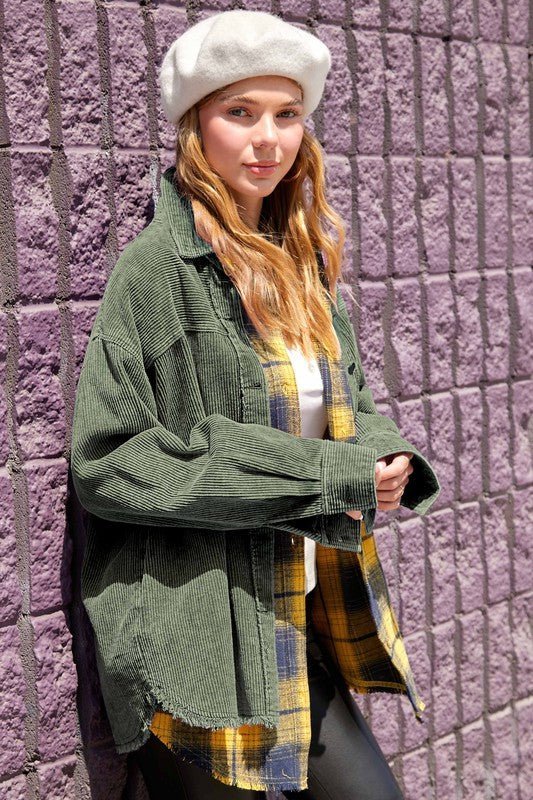 Oversized Washed Corduroy Jacket - Slay Eclectic