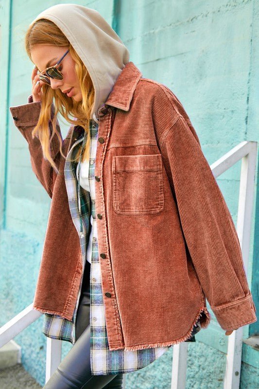 Oversized Washed Corduroy Jacket - Slay Eclectic