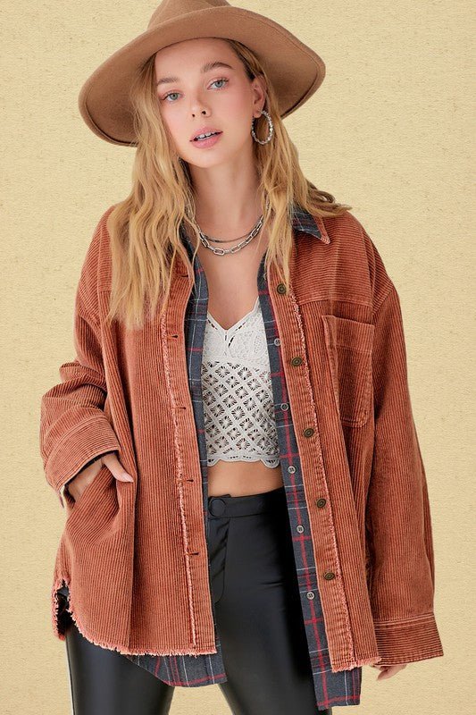 Oversized Washed Corduroy Jacket - Slay Eclectic