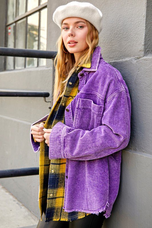 Oversized Washed Corduroy Jacket - Slay Eclectic