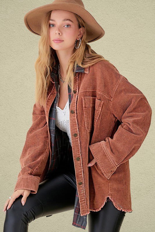 Oversized Washed Corduroy Jacket - Slay Eclectic