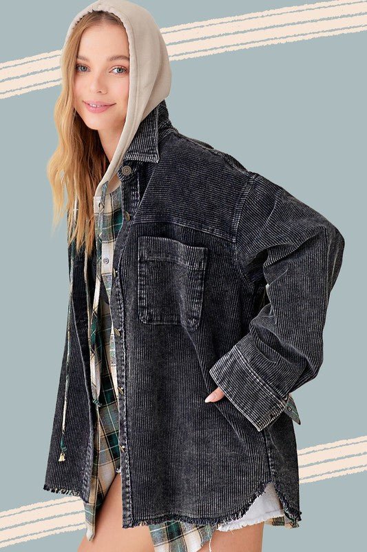 Oversized Washed Corduroy Jacket - Slay Eclectic