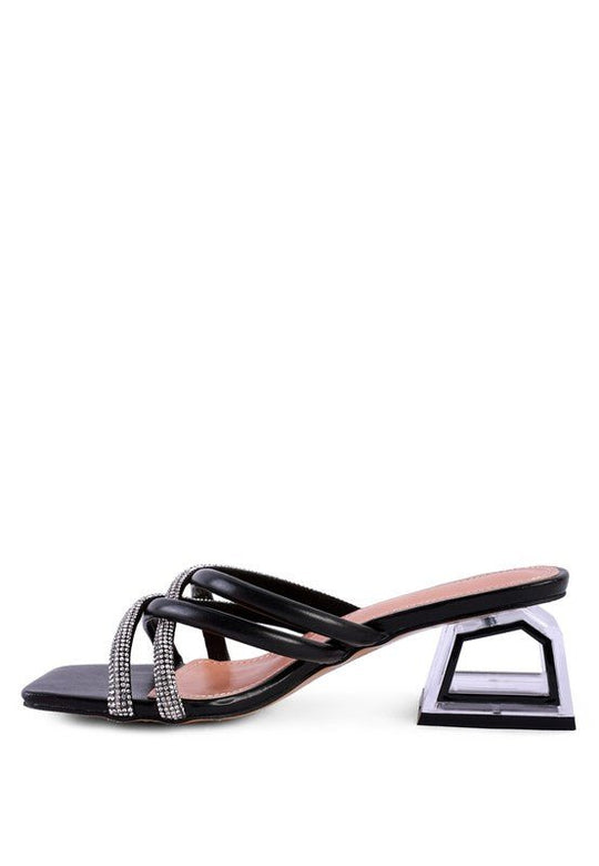 PARISIAN CUT OUT HEEL DIAMANTE SANDALS-Slay Eclectic