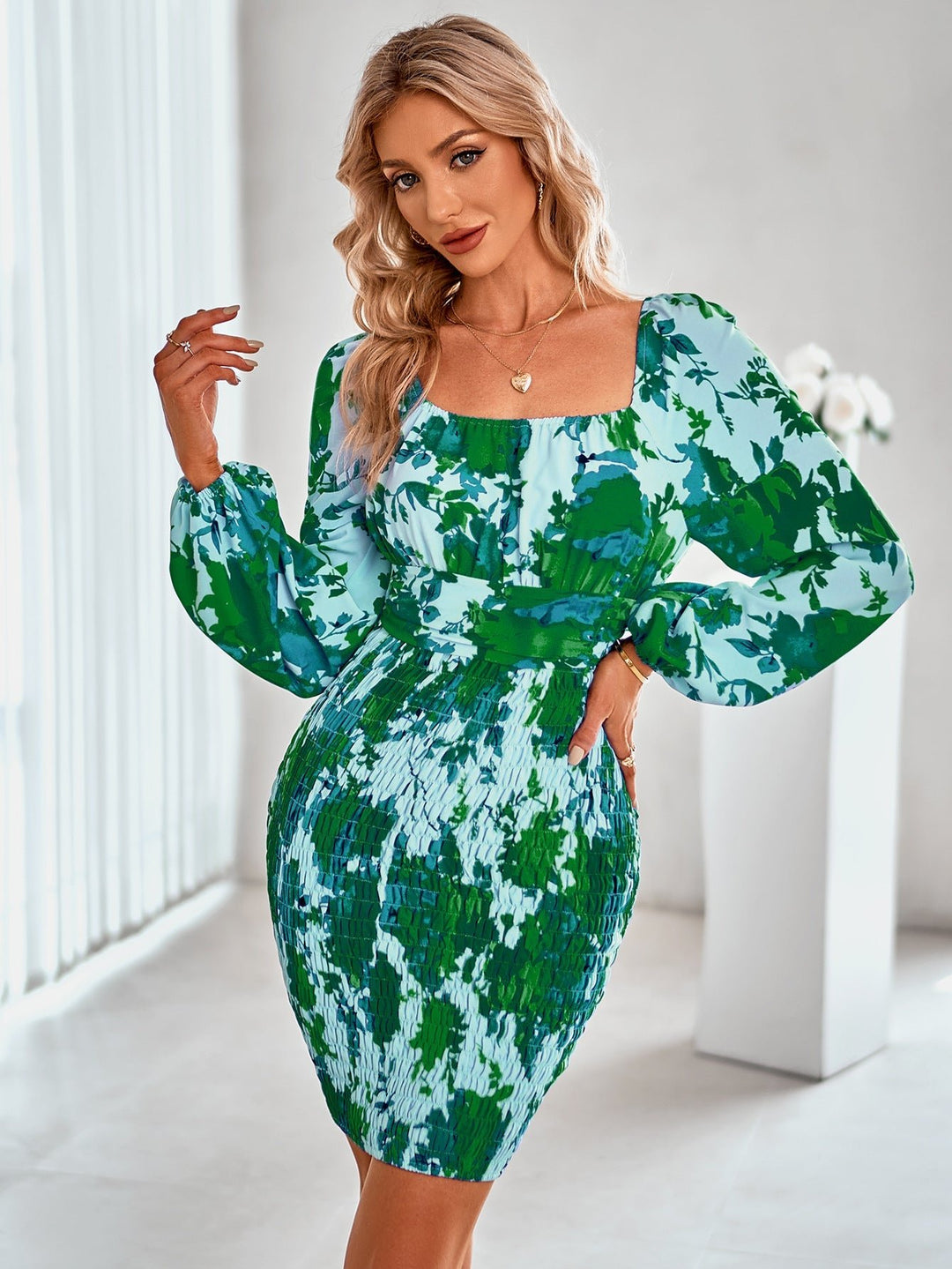 Petals Mini Dress - Green-Slay Eclectic