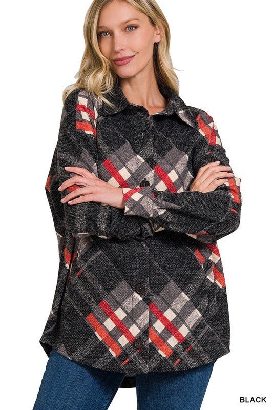 Plaid Jacquard Shacket with Functional Pockets | Slay Eclectic