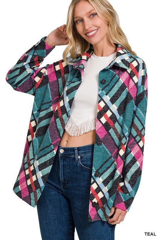 Plaid Jacquard Shacket with Functional Pockets | Slay Eclectic