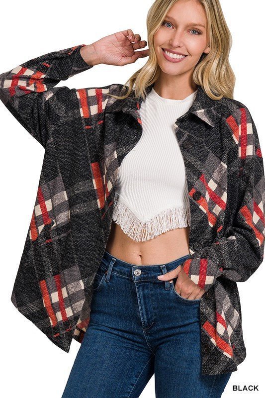 Plaid Jacquard Shacket with Functional Pockets | Slay Eclectic