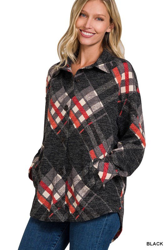 Plaid Jacquard Shacket with Functional Pockets | Slay Eclectic