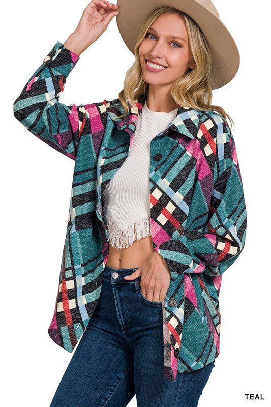 Plaid Jacquard Shacket with Functional Pockets | Slay Eclectic