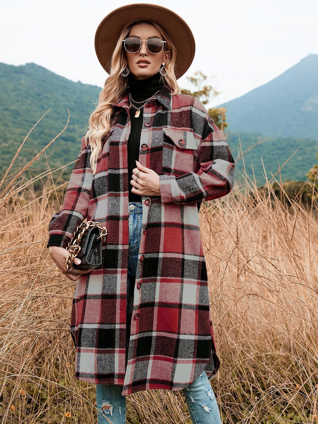 Plaid Long - Line Trench Coat for Women - Autumn/Winter Style - Slay Eclectic