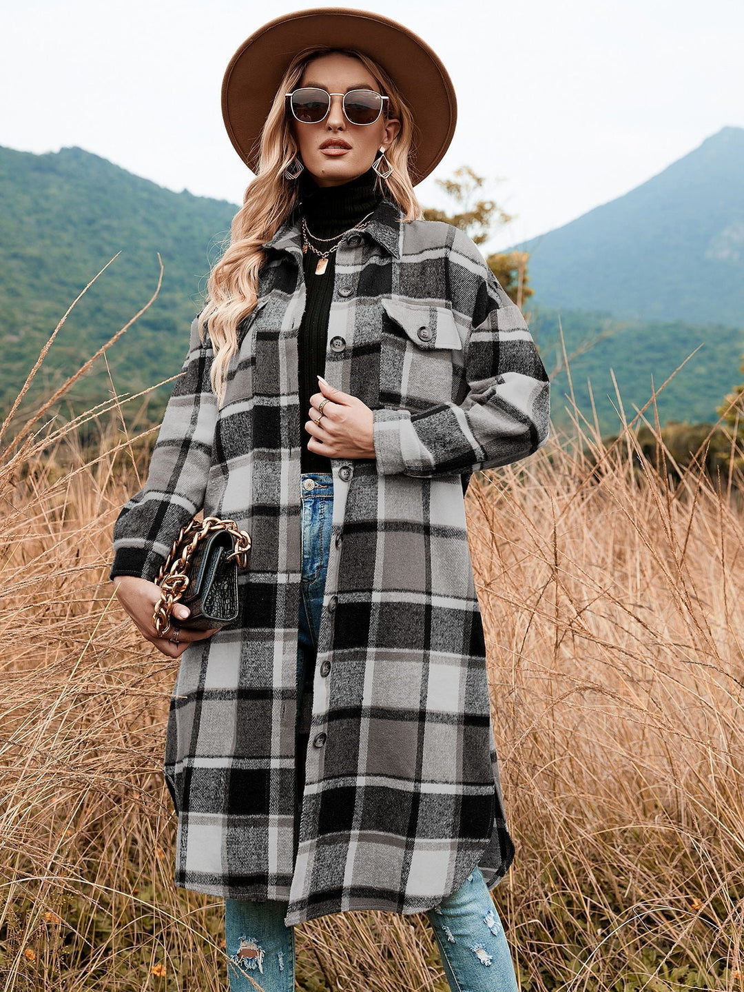 Plaid Long - Line Trench Coat for Women - Autumn/Winter Style - Slay Eclectic