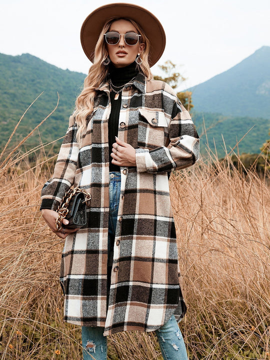 Plaid Long-Line Trench Coat for Women - Autumn/Winter Style | Slay Eclectic