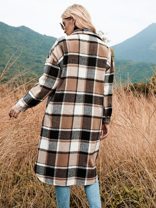 Plaid Long-Line Trench Coat for Women - Autumn/Winter Style | Slay Eclectic