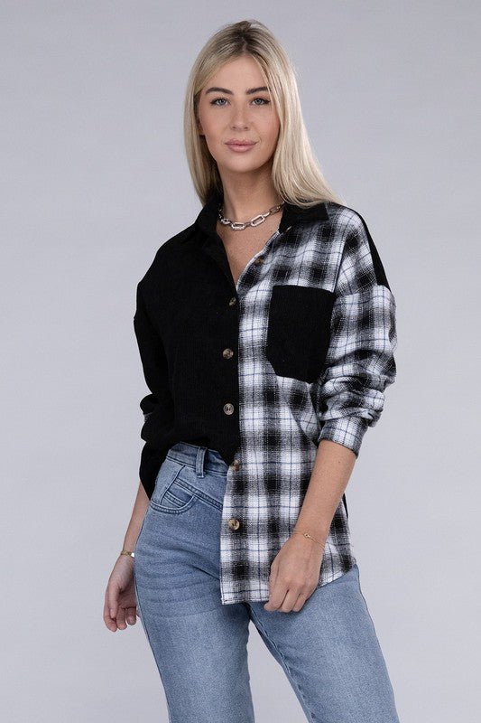 Plaid Long Sleeve Drop Shoulder Shacket | Slay Eclectic