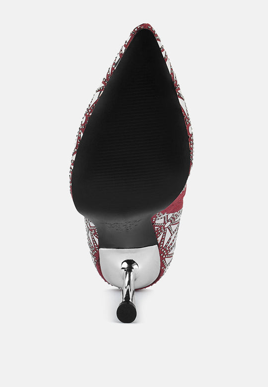Precious Mirror Embellished High Ankle Boots-4