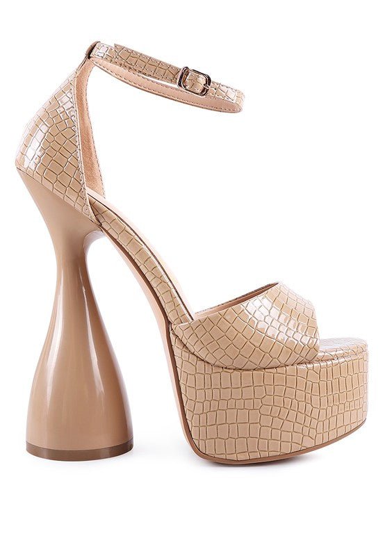 PRETTY ME PATENT CROC ULTRA HIGH PLATFORM SANDALS-Slay Eclectic