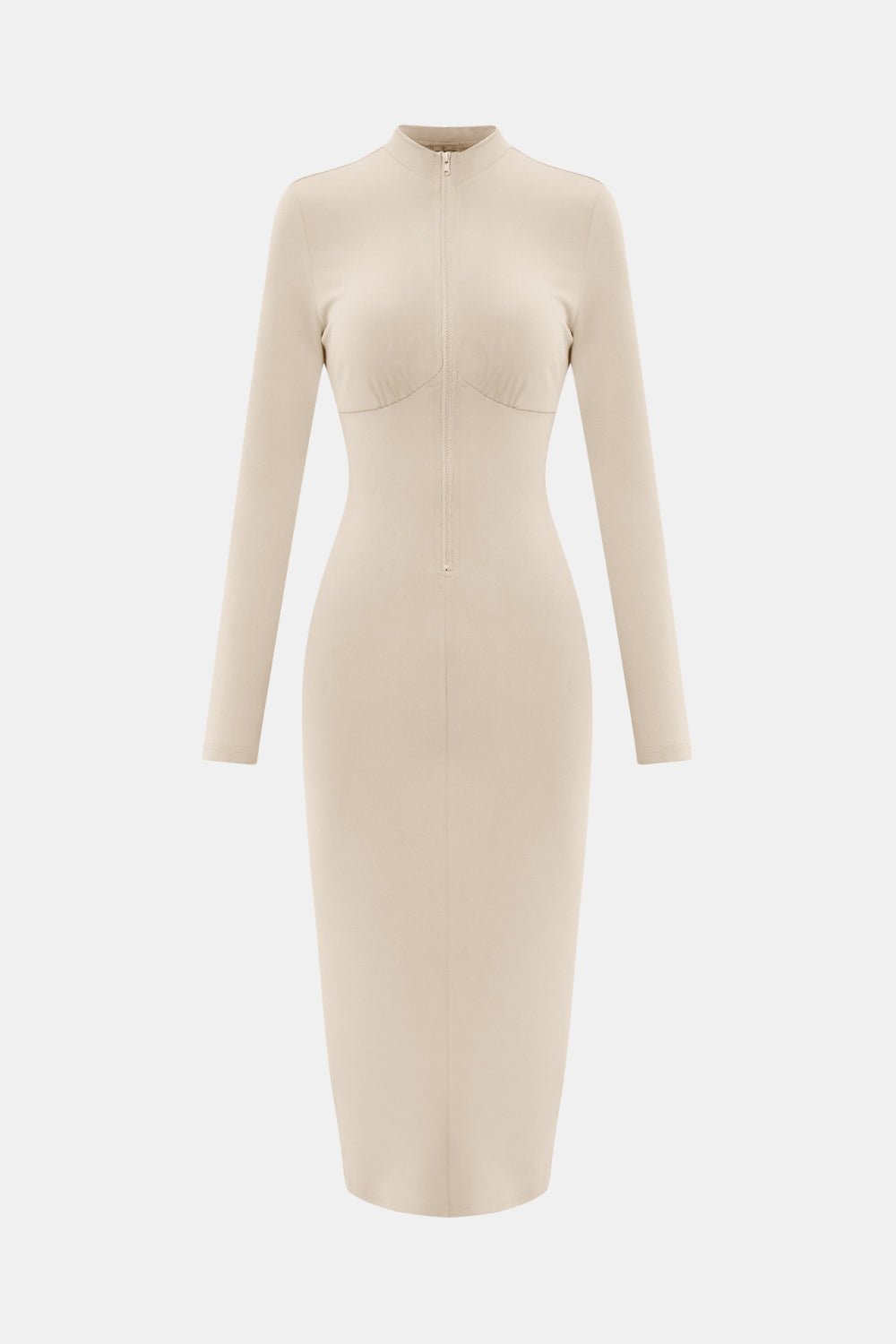 Pursuit Chic Bodycon Midi Dress - Beige | Slay Eclectic