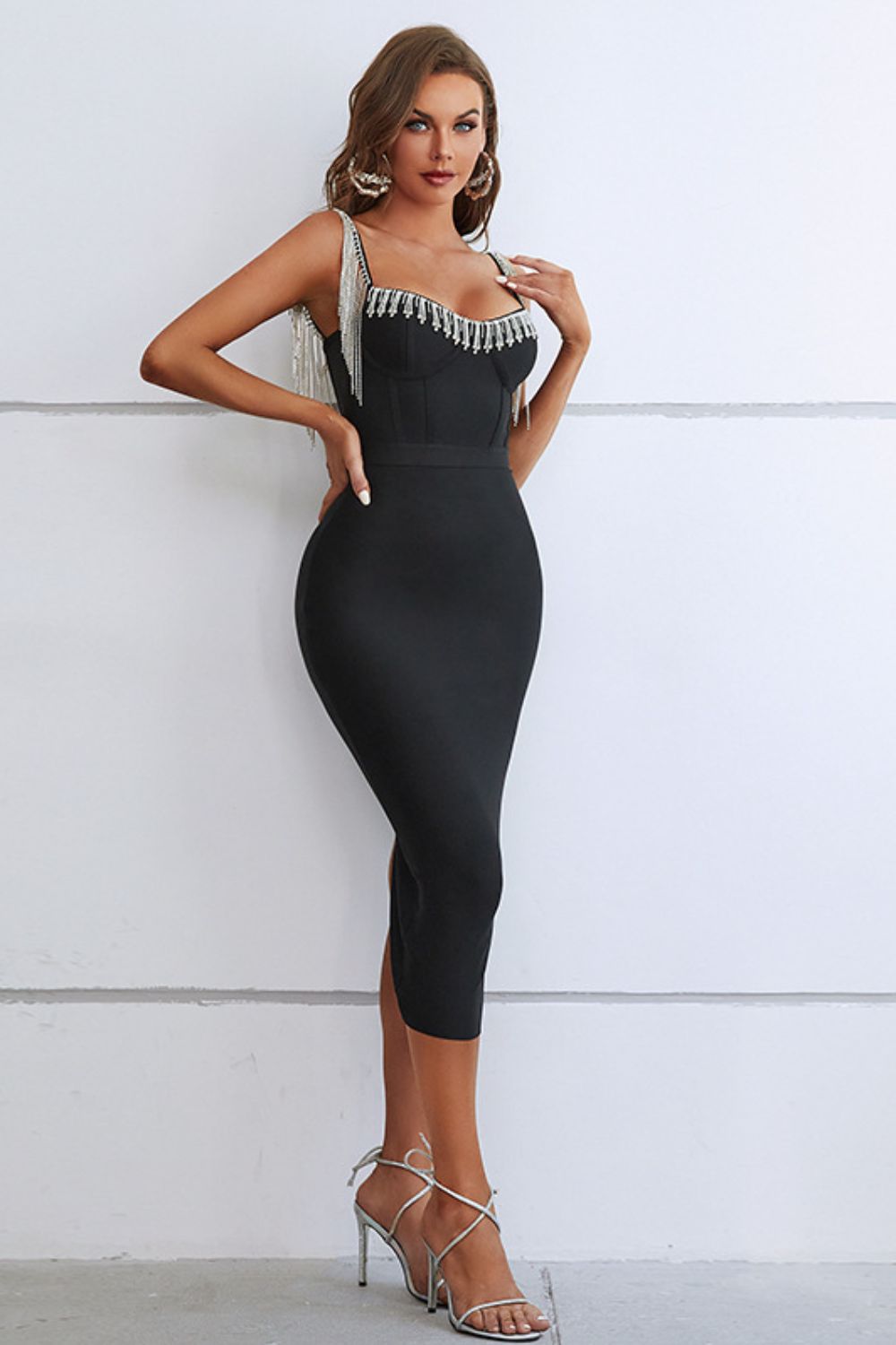 Radiate Bodycon Midi Dress - Black | Slay Eclectic