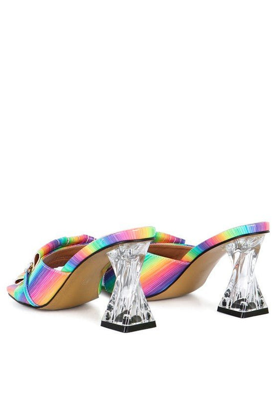 Rainbow Gems Rhinestone Ruched Strap Sandals-Slay Eclectic