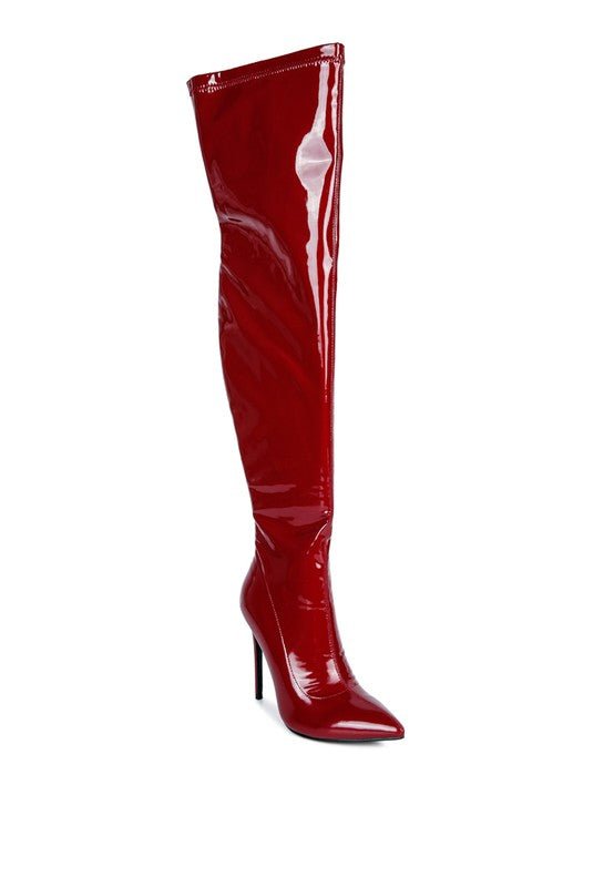 Riggle Patent Pu Stiletto Long Boots-Slay Eclectic