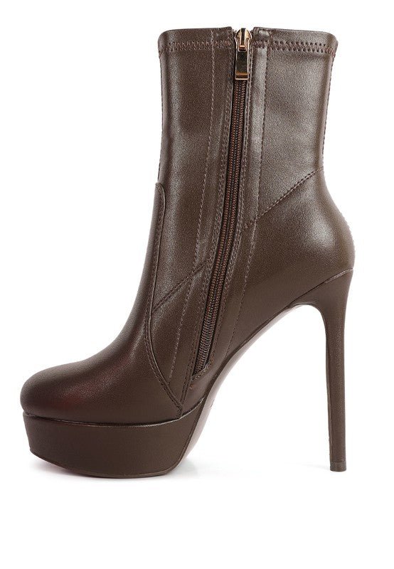 Rossetti Stretch Pu High Heeled Ankle Boot | Slay Eclectic