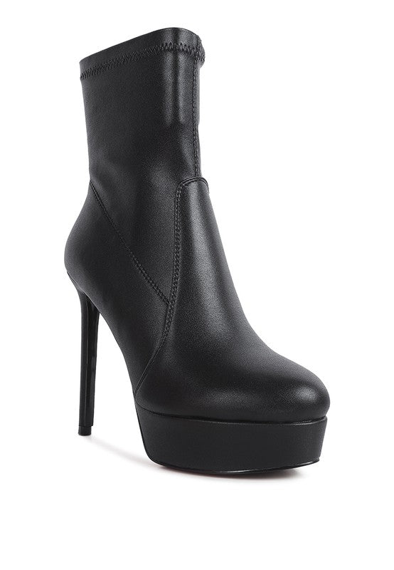 Rossetti Stretch Pu High Heeled Ankle Boot-Slay Eclectic