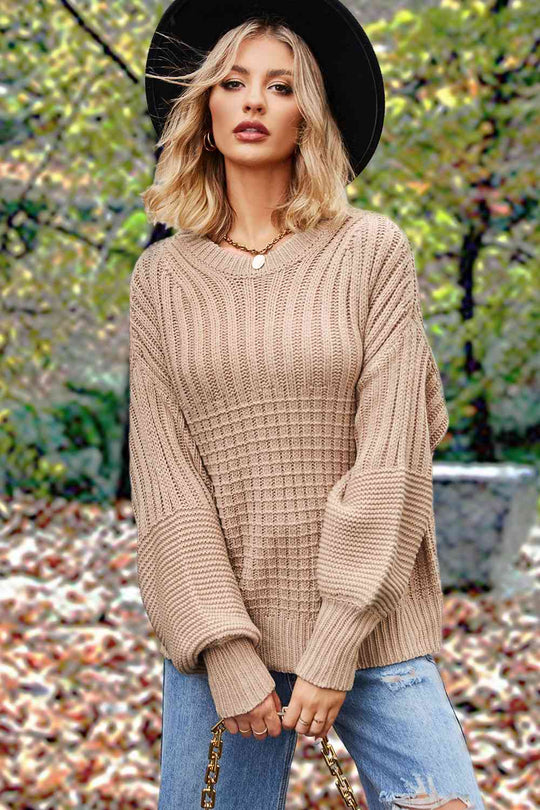 Round Neck Lantern Sleeve Sweater | Slay Eclectic