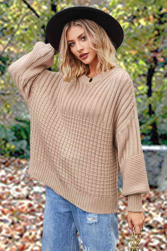 Round Neck Lantern Sleeve Sweater | Slay Eclectic