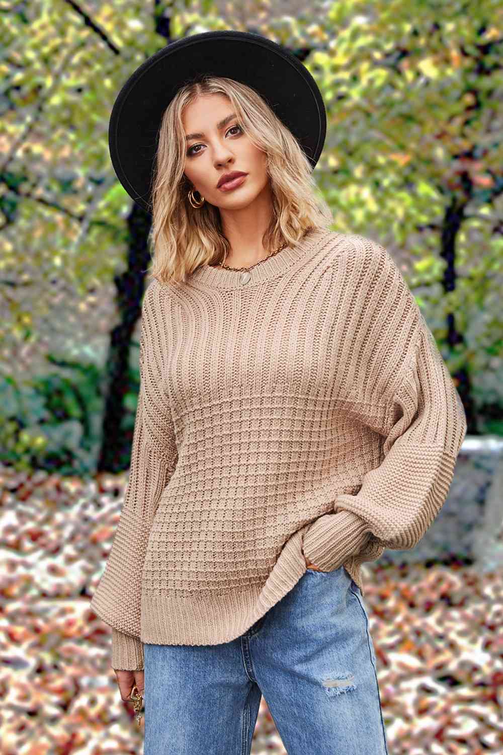 Round Neck Lantern Sleeve Sweater | Slay Eclectic