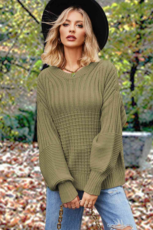 Round Neck Lantern Sleeve Sweater | Slay Eclectic