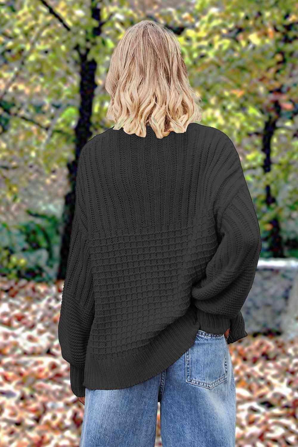 Round Neck Lantern Sleeve Sweater - Slay Eclectic