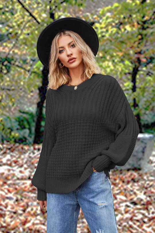 Round Neck Lantern Sleeve Sweater | Slay Eclectic