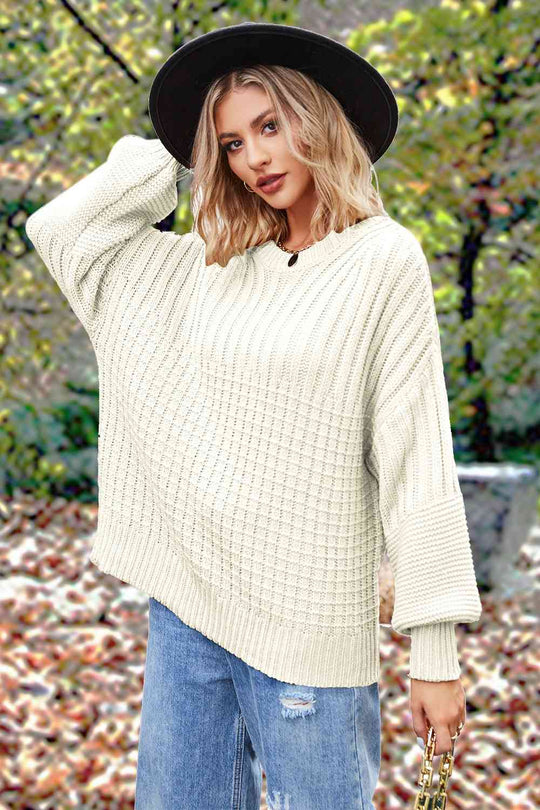 Round Neck Lantern Sleeve Sweater | Slay Eclectic