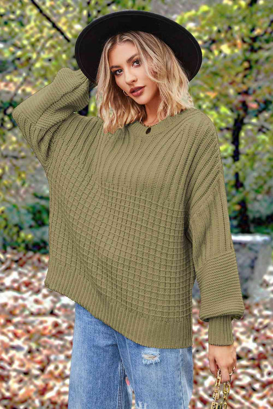 Round Neck Lantern Sleeve Sweater | Slay Eclectic