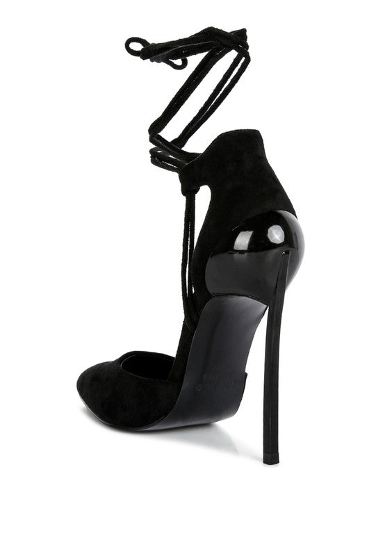 RULE BREAKER Black Lace Up Stiletto Sandals-Slay Eclectic