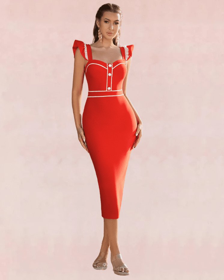 Saffron Bandage Midi Dress - Red - Slay Eclectic