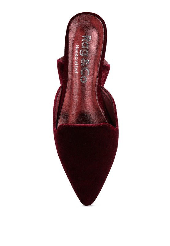 SALOME Burgundy Velvet Luxe Jewelled Flat Mules | Slay Eclectic