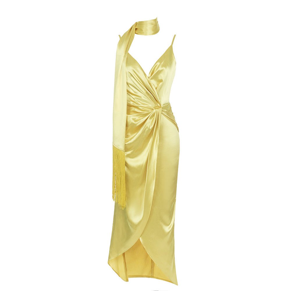 Satin Siren Maxi Dress - Yellow-Slay Eclectic