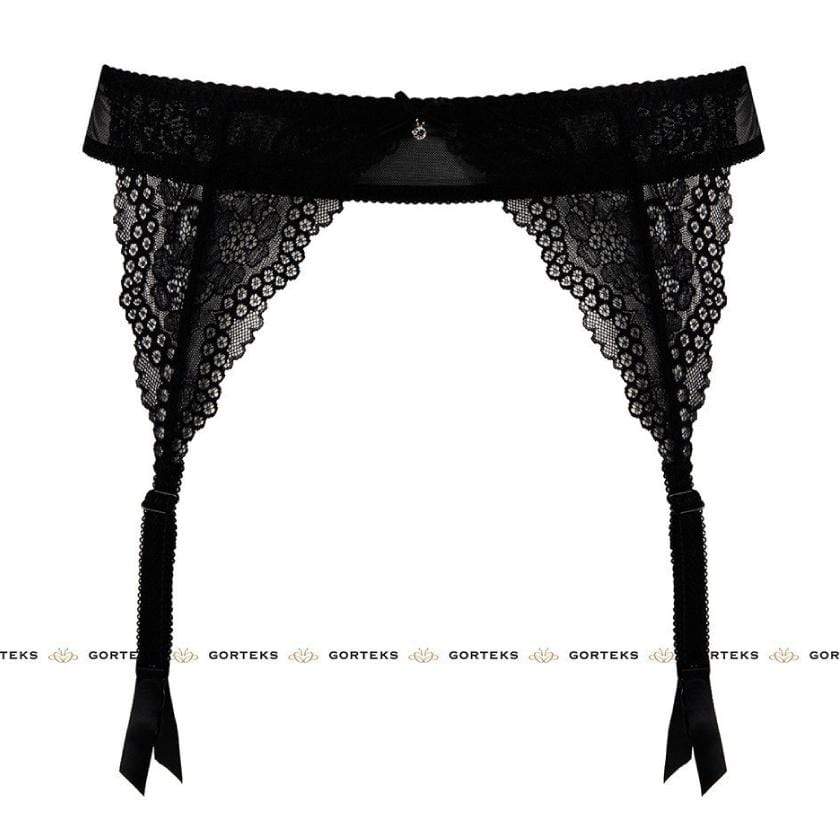 Sexy Sheer Lace Garter Belt Gorteks Scarlet Black-2