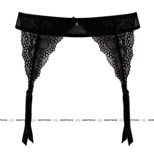 Sexy Sheer Lace Garter Belt Gorteks Scarlet Black-2