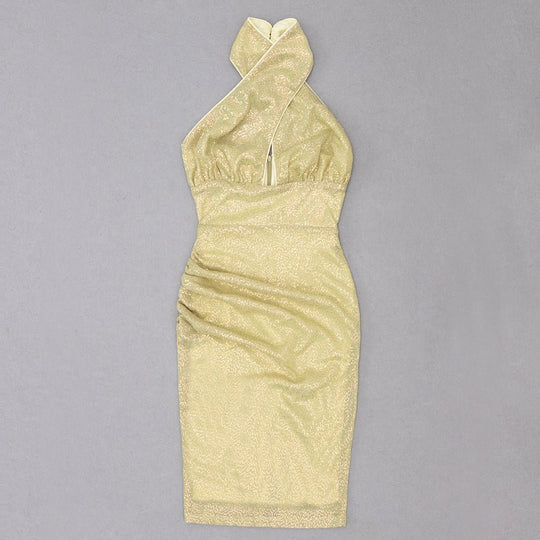 Shimmer Bandage Mini Dress - Khaki | Slay Eclectic