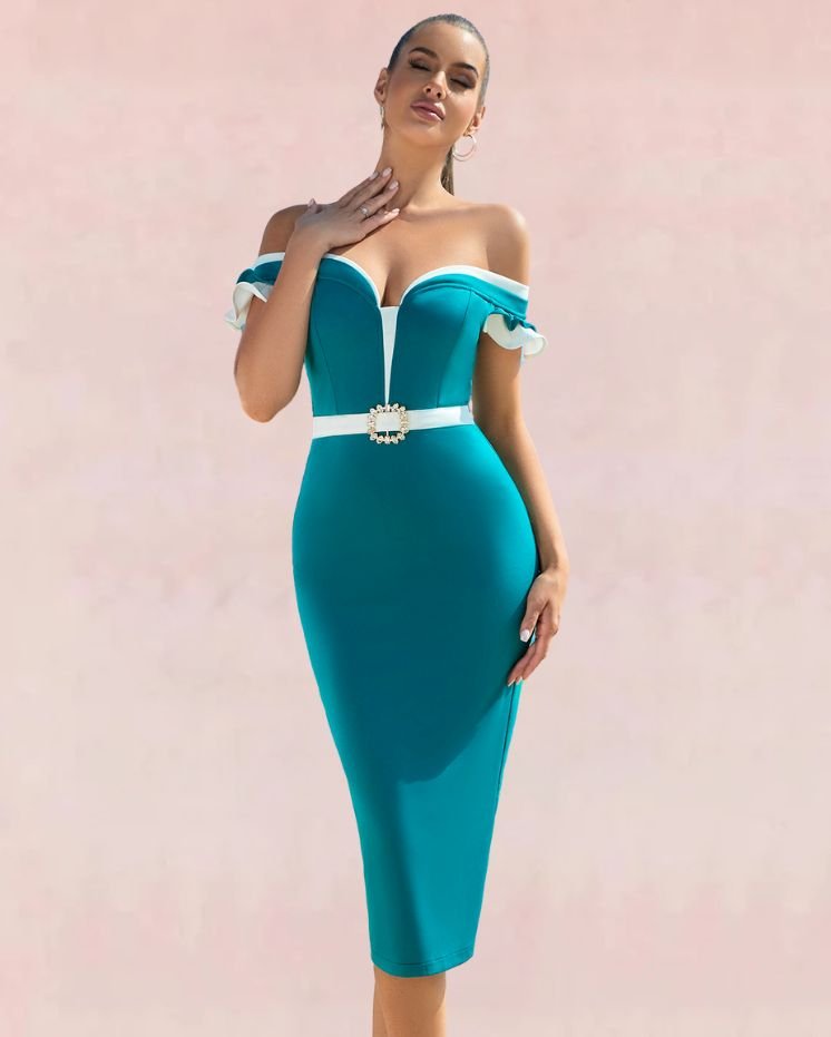 Silhouette Bandage Midi Dress - Green | Slay Eclectic