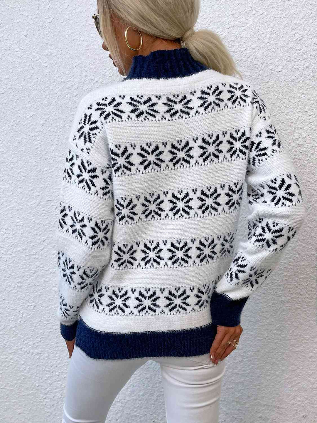 Snowflake Pattern Mock Neck Sweater | Slay Eclectic