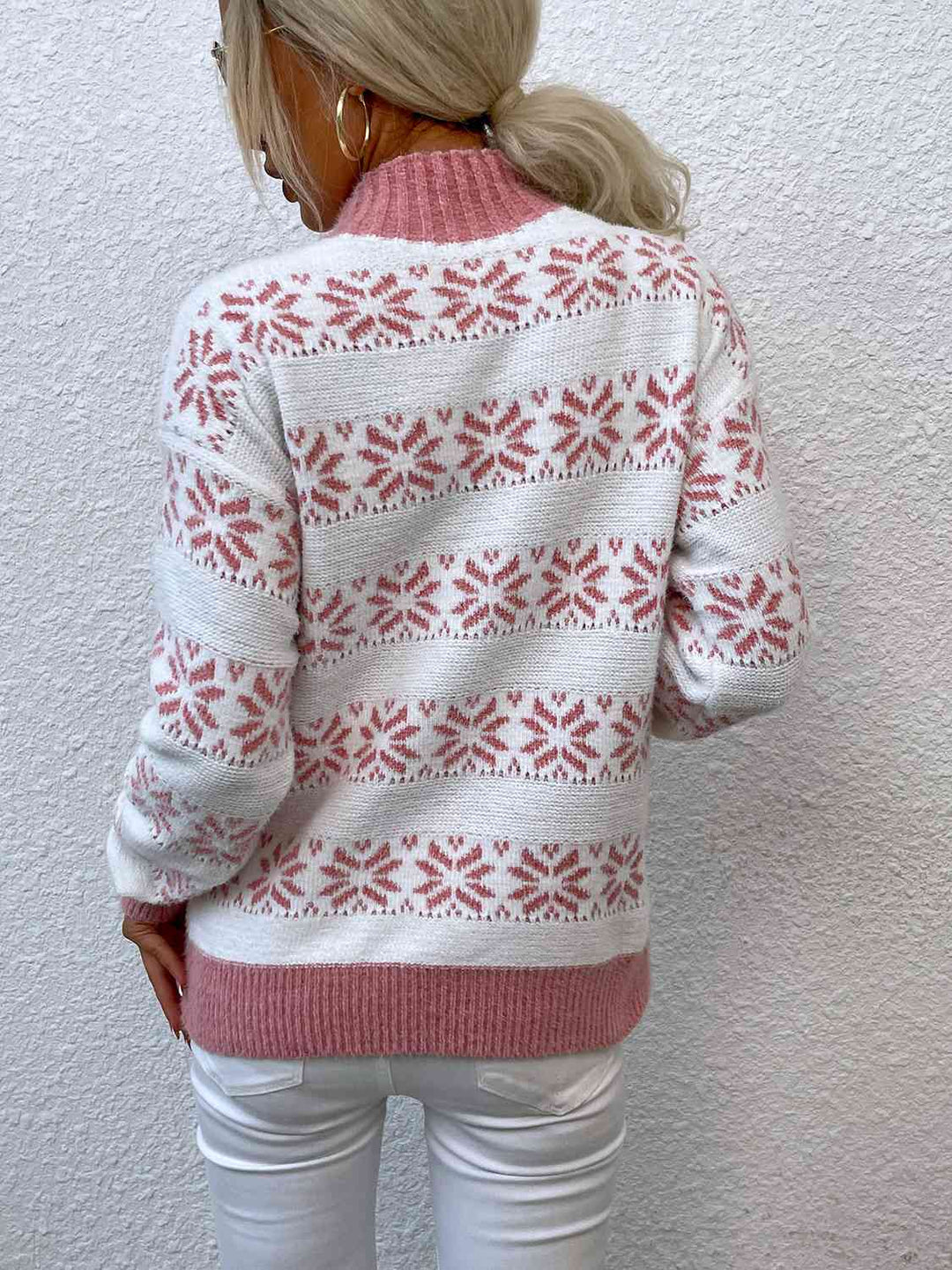 Snowflake Pattern Mock Neck Sweater | Slay Eclectic