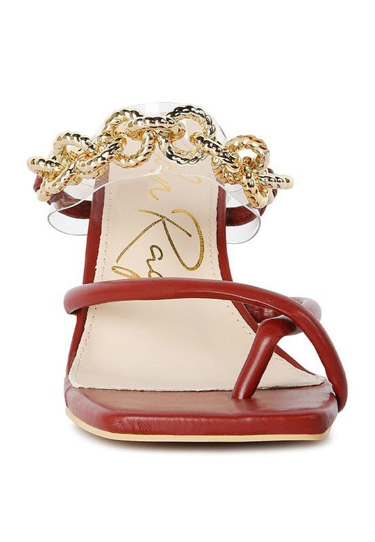 Social Bee Link Chain Embellished Heel Sandals-Slay Eclectic